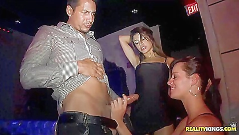 Tongue anal fucking and cum at a stripper